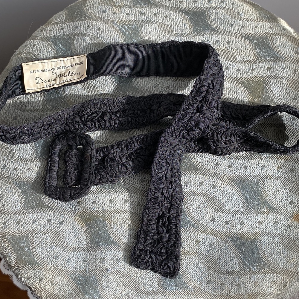 Vintage Fabric Belt Black by David Walton New York 33” length 1” width